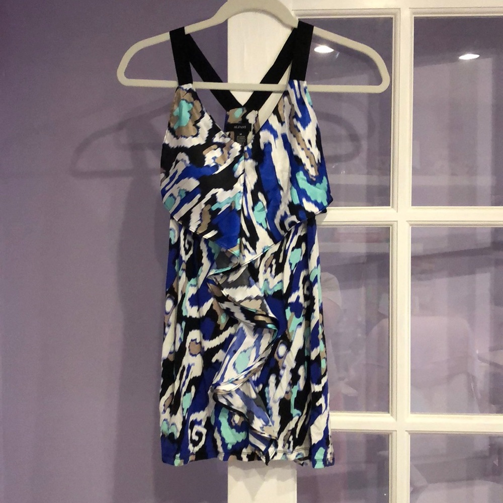 Alfani sleeveless top - blue, teal, black, white